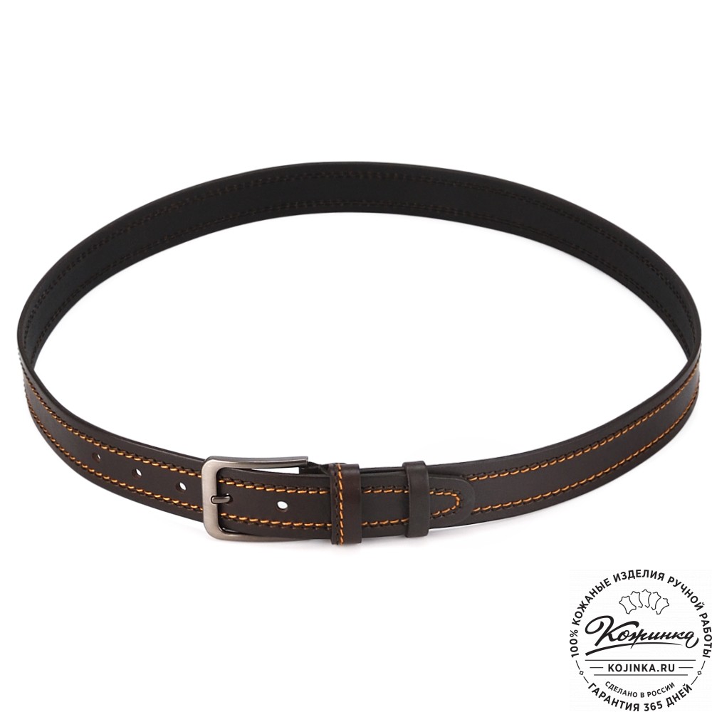 Кожаный ремень "Стенли" (тёмно-коричневый)